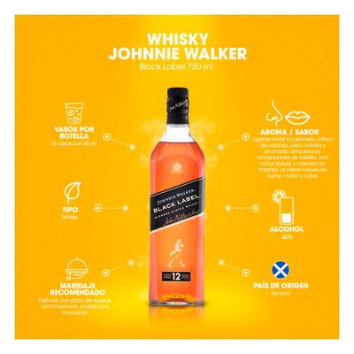 Whisky Johnnie Walker Black 750 ml Edición Limitada La Gran Fiesta de México