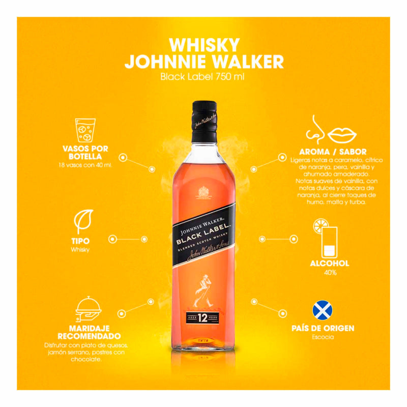 Whisky Johnnie Walker Black 750 ml Edición Limitada La Gran Fiesta de México