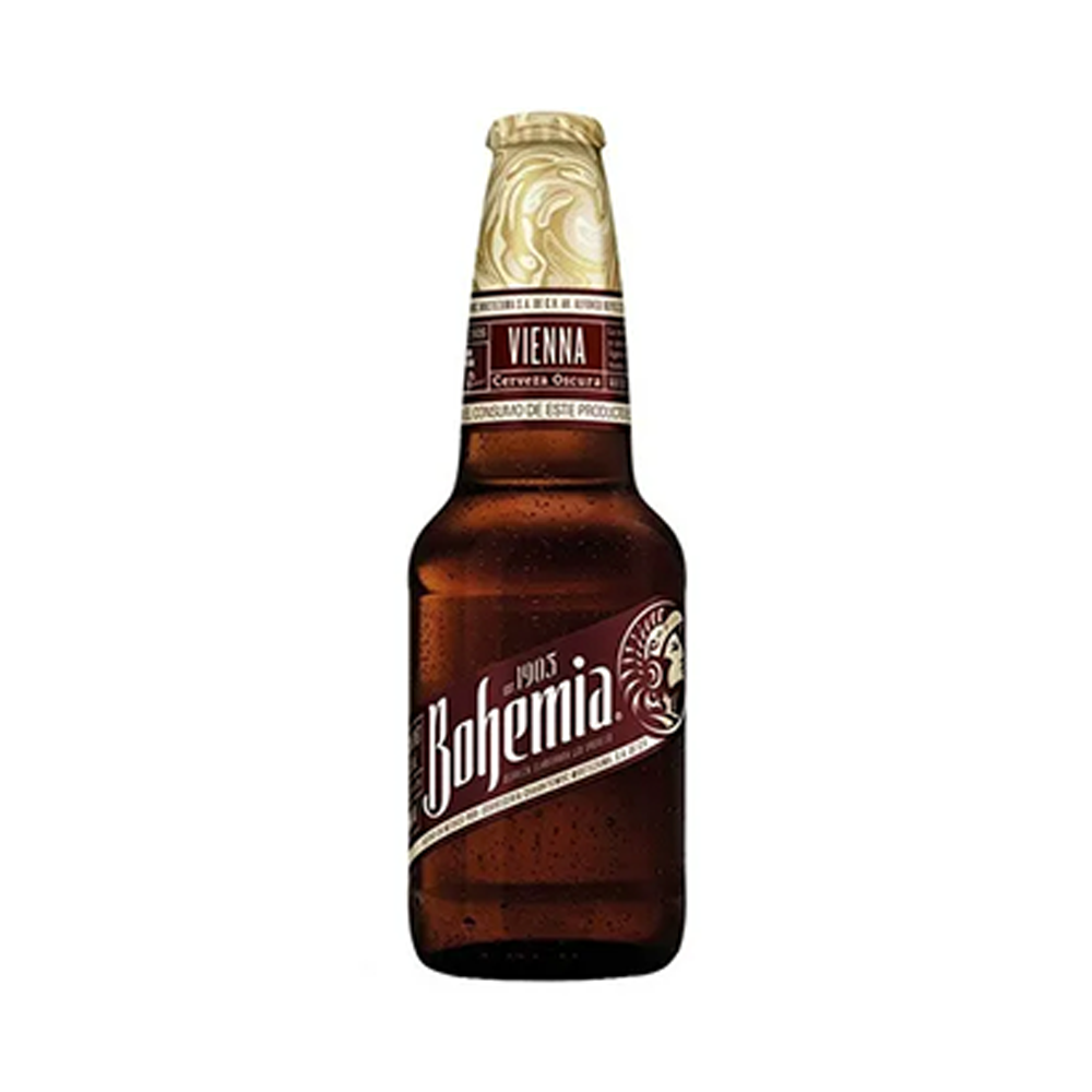Antiguo Cartón Y Botella De Cerveza Bohemia Cuauhtemoc