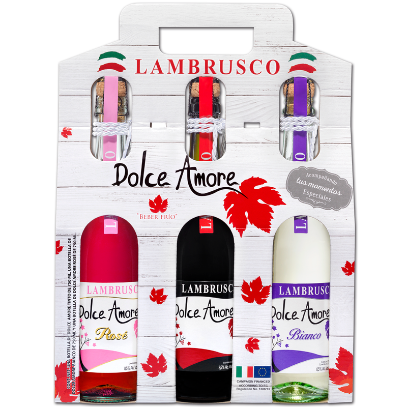 PACK DOLCE AMORE BIANCO-TINTO-ROSE 750ML