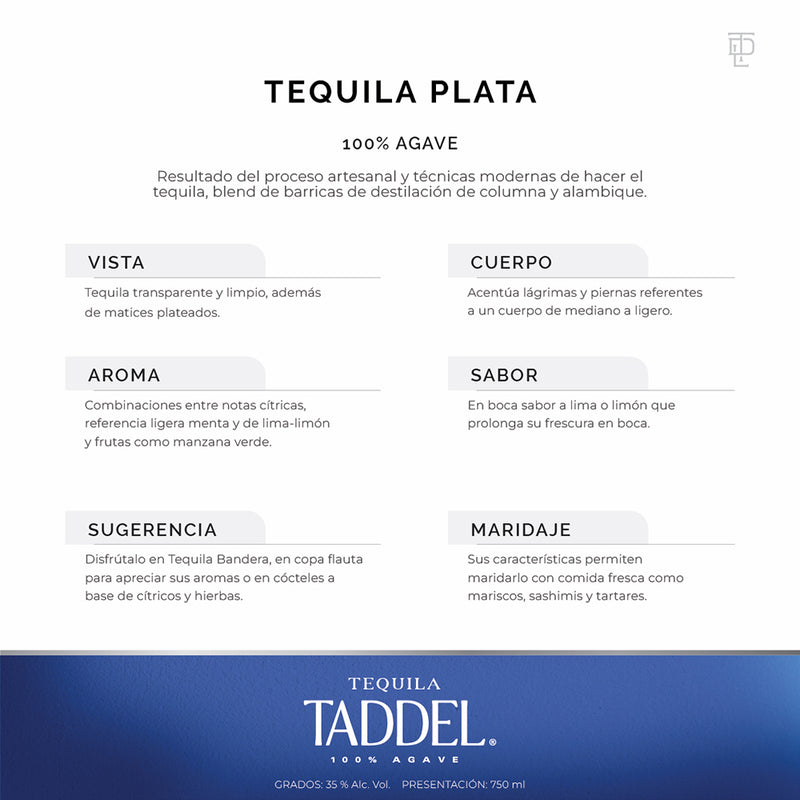 TEQUILA TADDEL PLATA 750ML