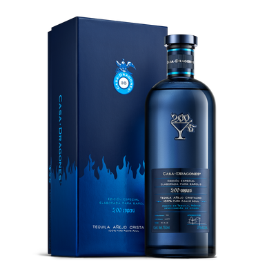 TEQUILA CASA DRAGONES AÑEJO CRISTALINO 200 COPAS 750ML