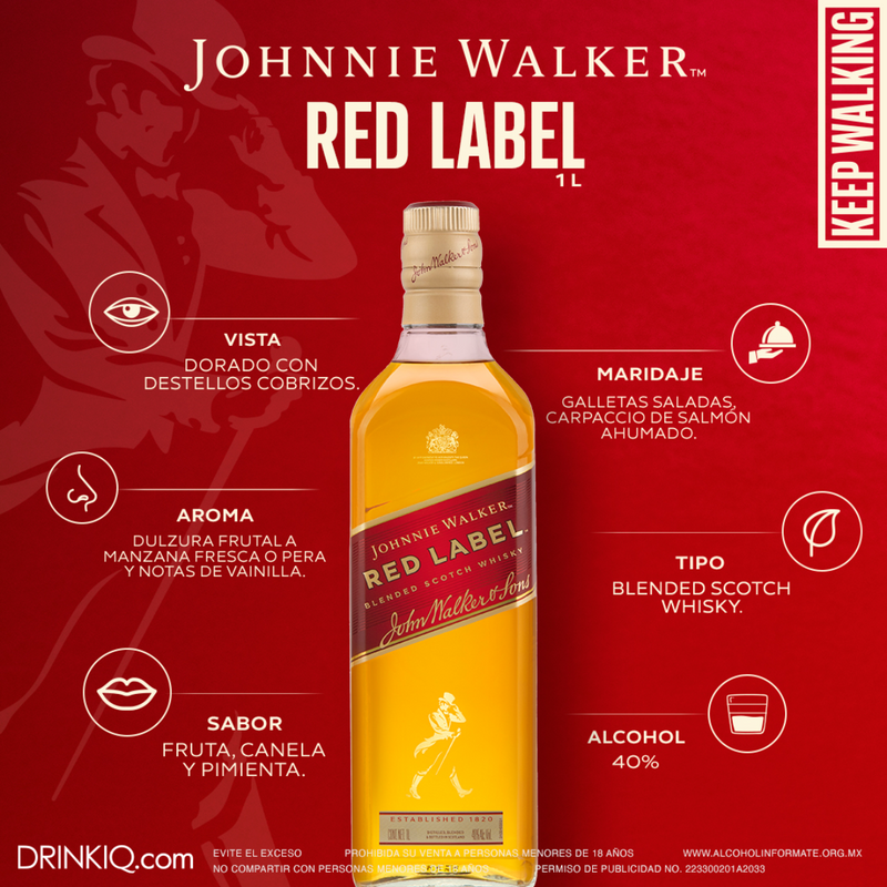 Whisky Johnnie Walker Red Label Blended Scotch 1000 ml