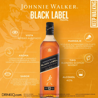 Whisky Johnnie Walker Black Label Blended Scotch 750 ml