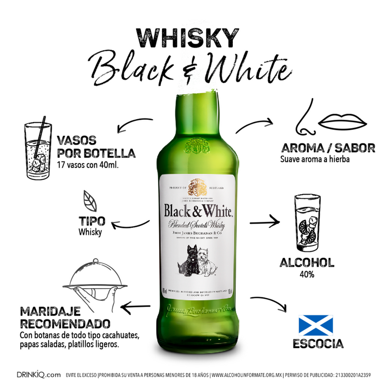 Whisky Black & White Original Blended Scotch 1 L