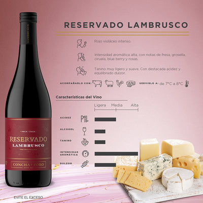 VINO TINTO CONCHA Y TORO RESERVADO LAMBRUSCO 750ML