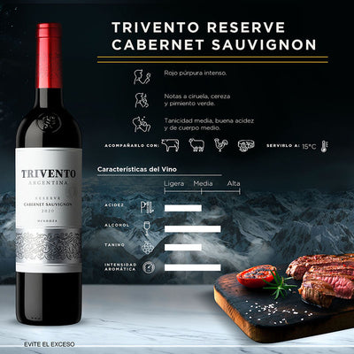 VINO TINTO TRIVENTO RESERVE CABSAUV 750ML