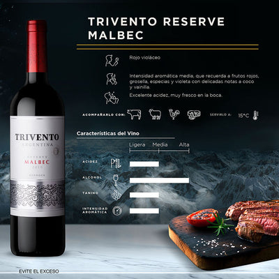 VINO TINTO TRIVENTO RESERVA MALBEC 750ML