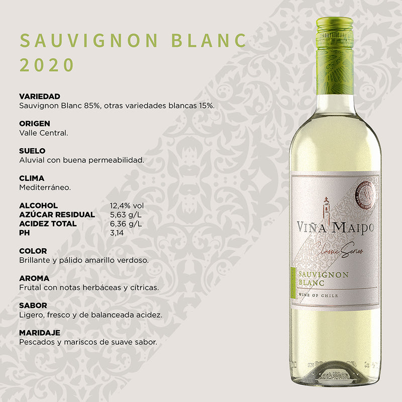 VINO BLANCO VIÑA MAIPO SAUVIGNON BLANC 750ML