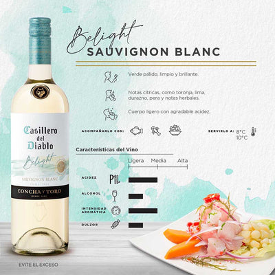 VINO BLANCO CASILLERO DEL DIABLO BELIGHT SUAV BLANC 750ML