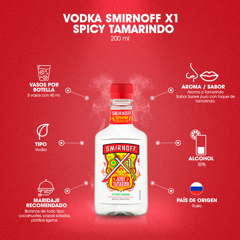 Vodka Smirnoff X1 Tamarindo 200 Ml Vinos América