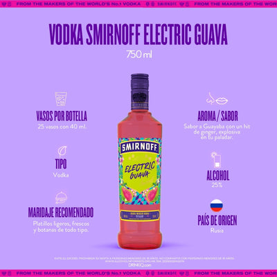 Vodka Smirnoff Electric Guava 750 ml