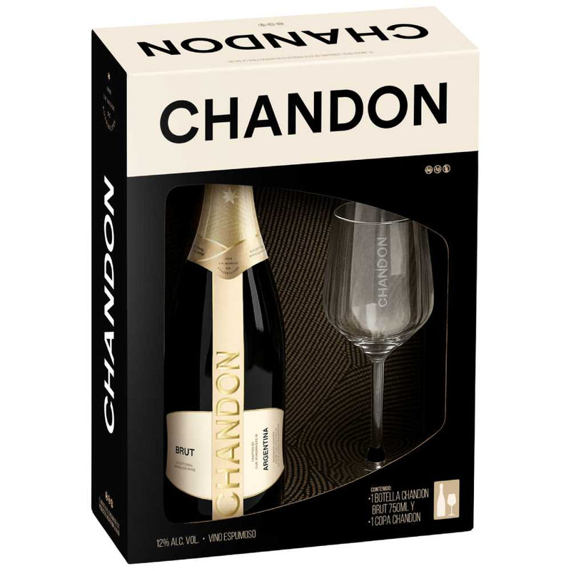 VINO ESPUMOSO CHANDON BRUT 750ML + COPA