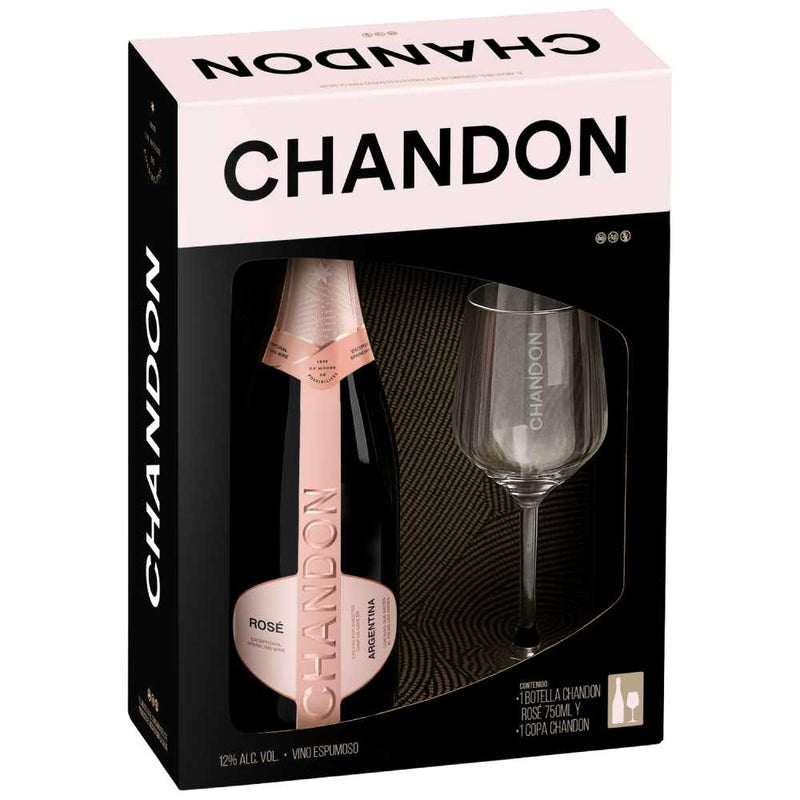 VINO ESPUMOSO CHANDON ROSE 750ML + COPA