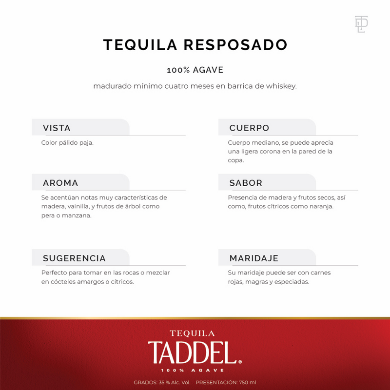 TEQUILA TADDEL REPOSADO 750ML