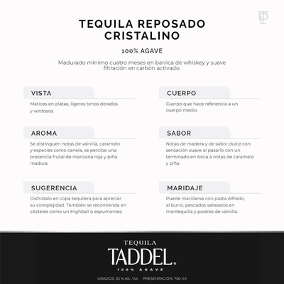 TEQUILA TADDEL REPOSADO CRISTALINO 750ML