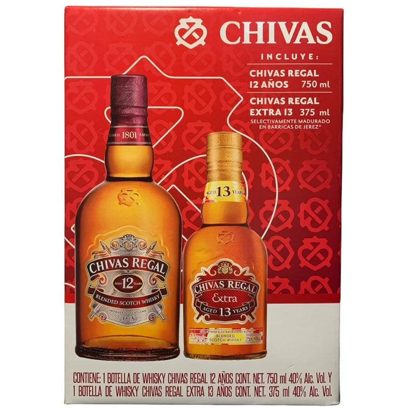 WHISKY CHIVAS REGAL 12  AÑOS 750ML + WHISKY CHIVAS REGAL EXTRA 375ML