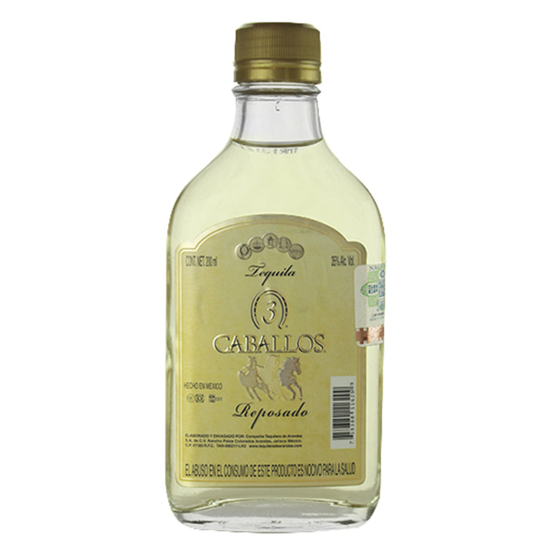 TEQUILA 3 CABALLOS REPOSADO 200ML