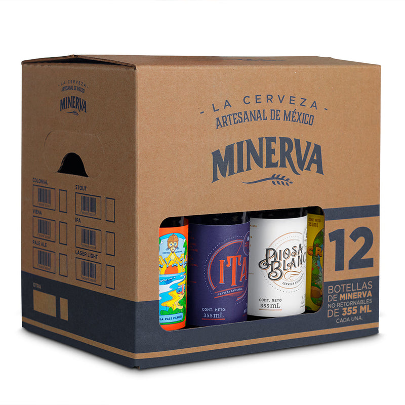 CERVEZA MINERVA CAJOTA FELIZ L.MAESTRA 12 PIEZAS 355ML